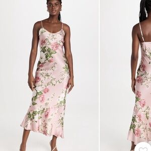 Reformation Pink Floral Silk Dress